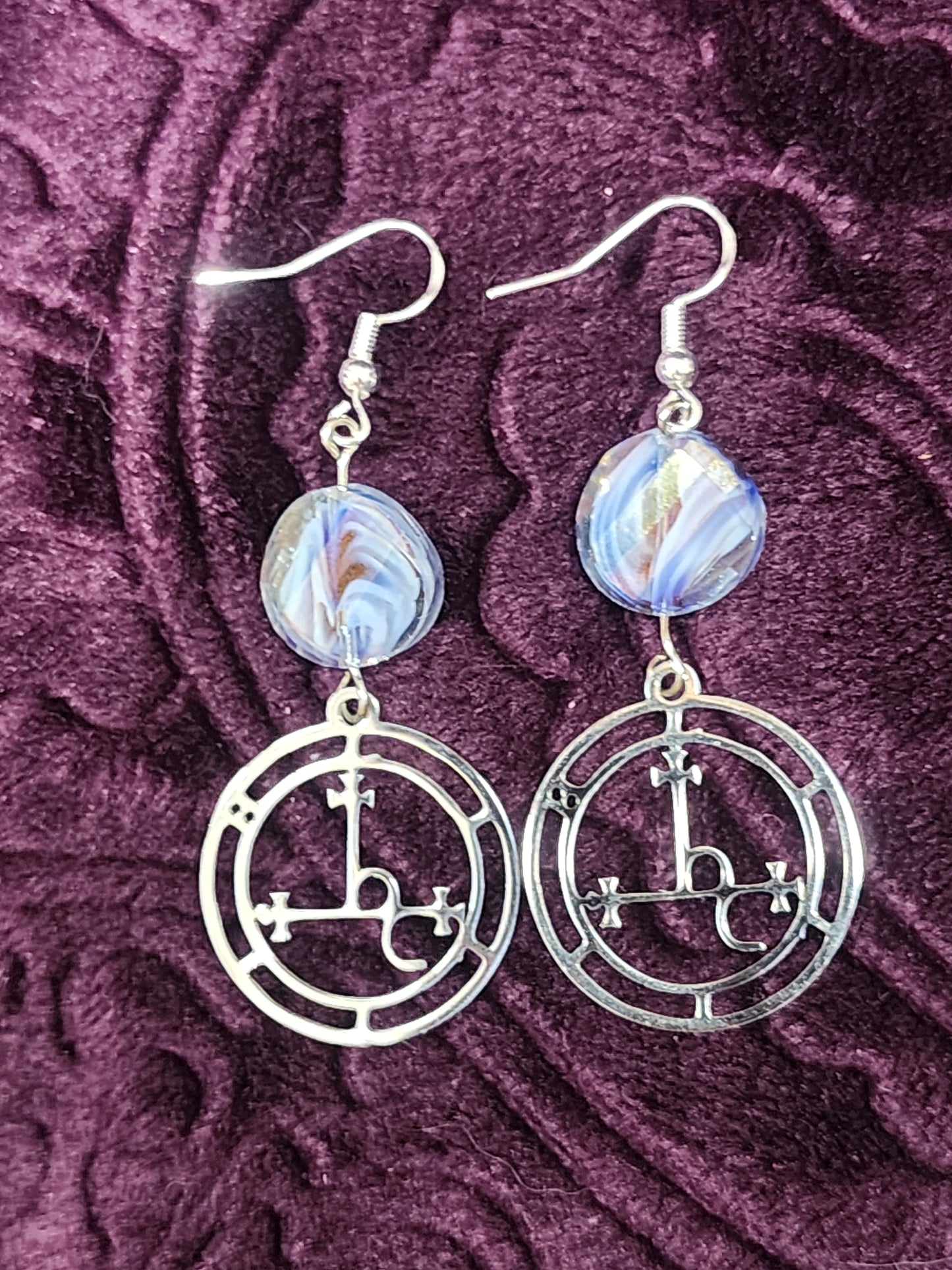 Blue Swirl Lilith sigil earrings
