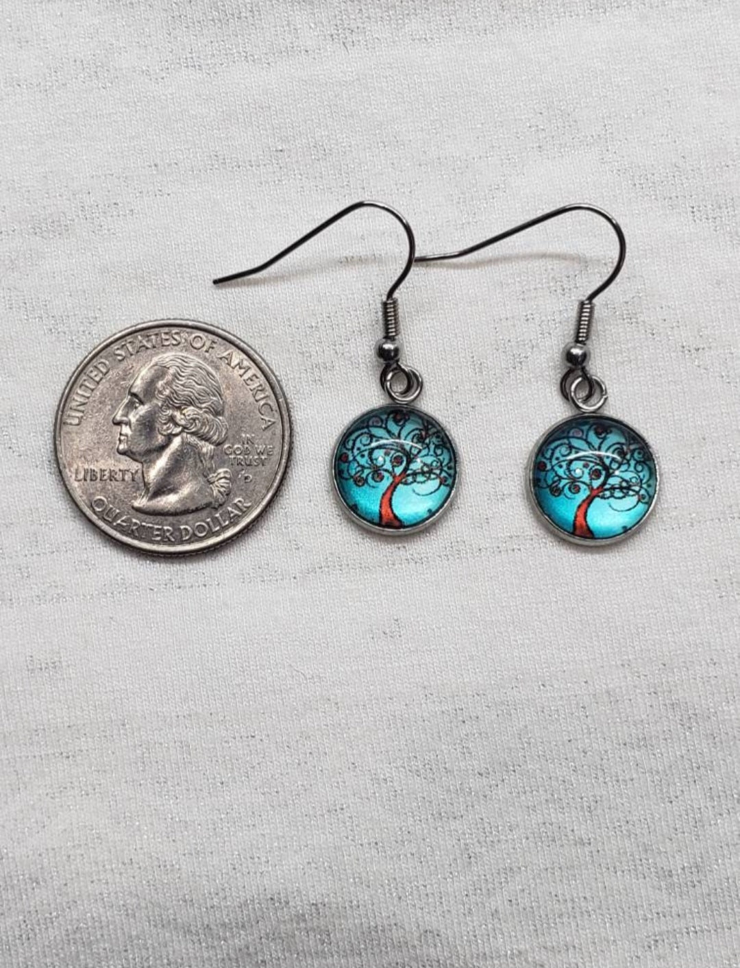 Teal Tree of Life earrings