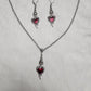 Vampire Bat with Bleeding Heart necklace and earrings set