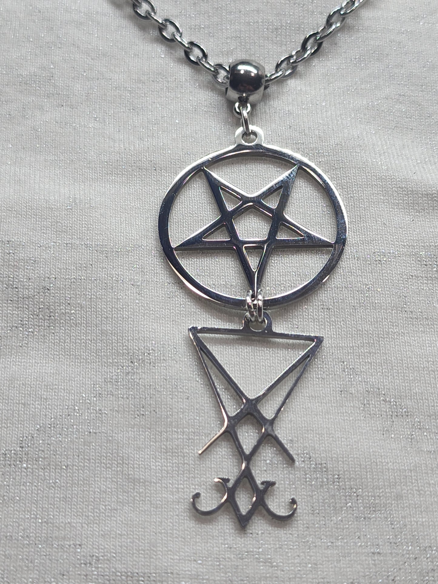 Lucifer Sigil with Inverted Pentagram on stainless steel Necklace