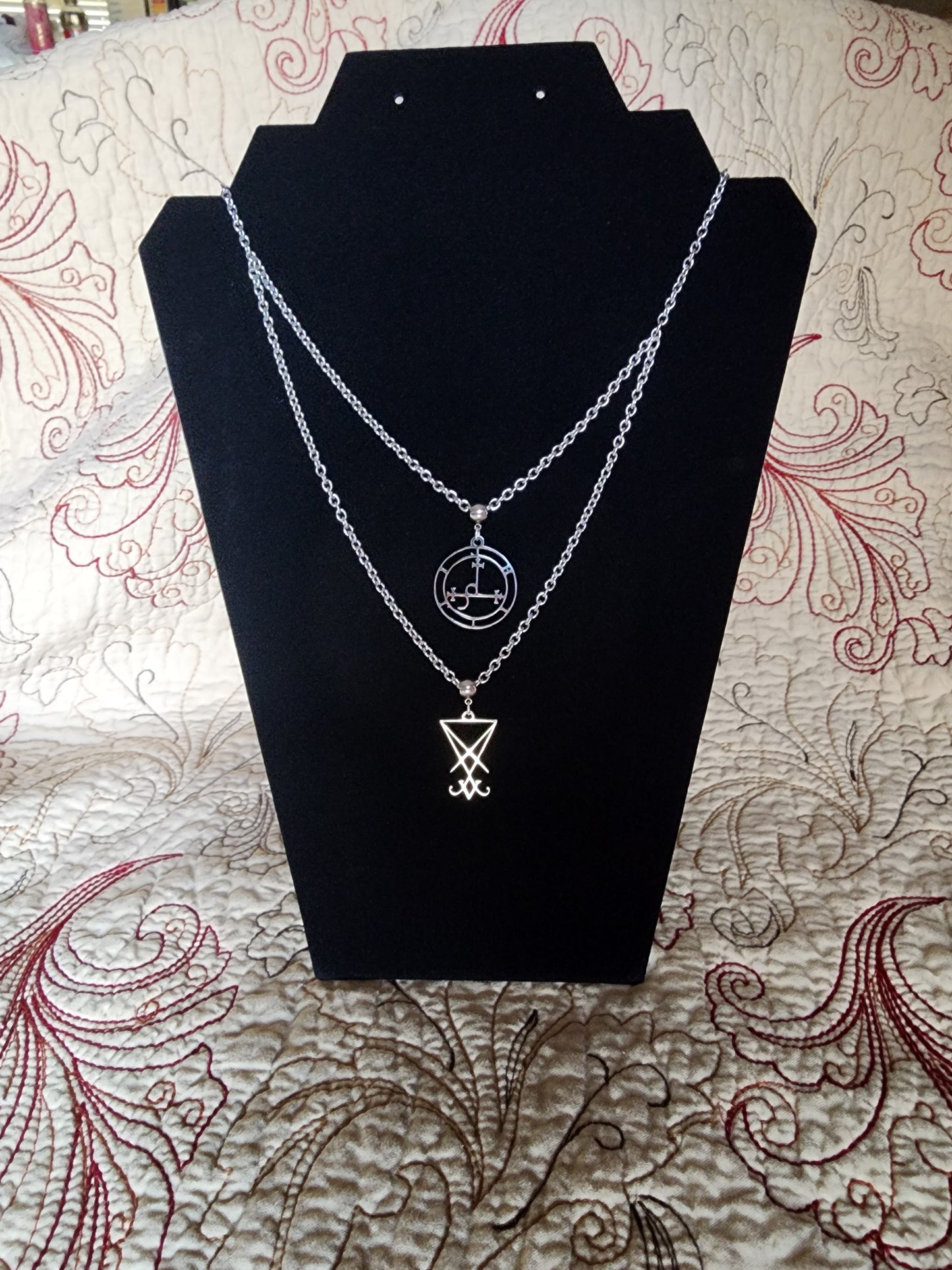 Lilith and Lucifer stainless steel double strand necklace