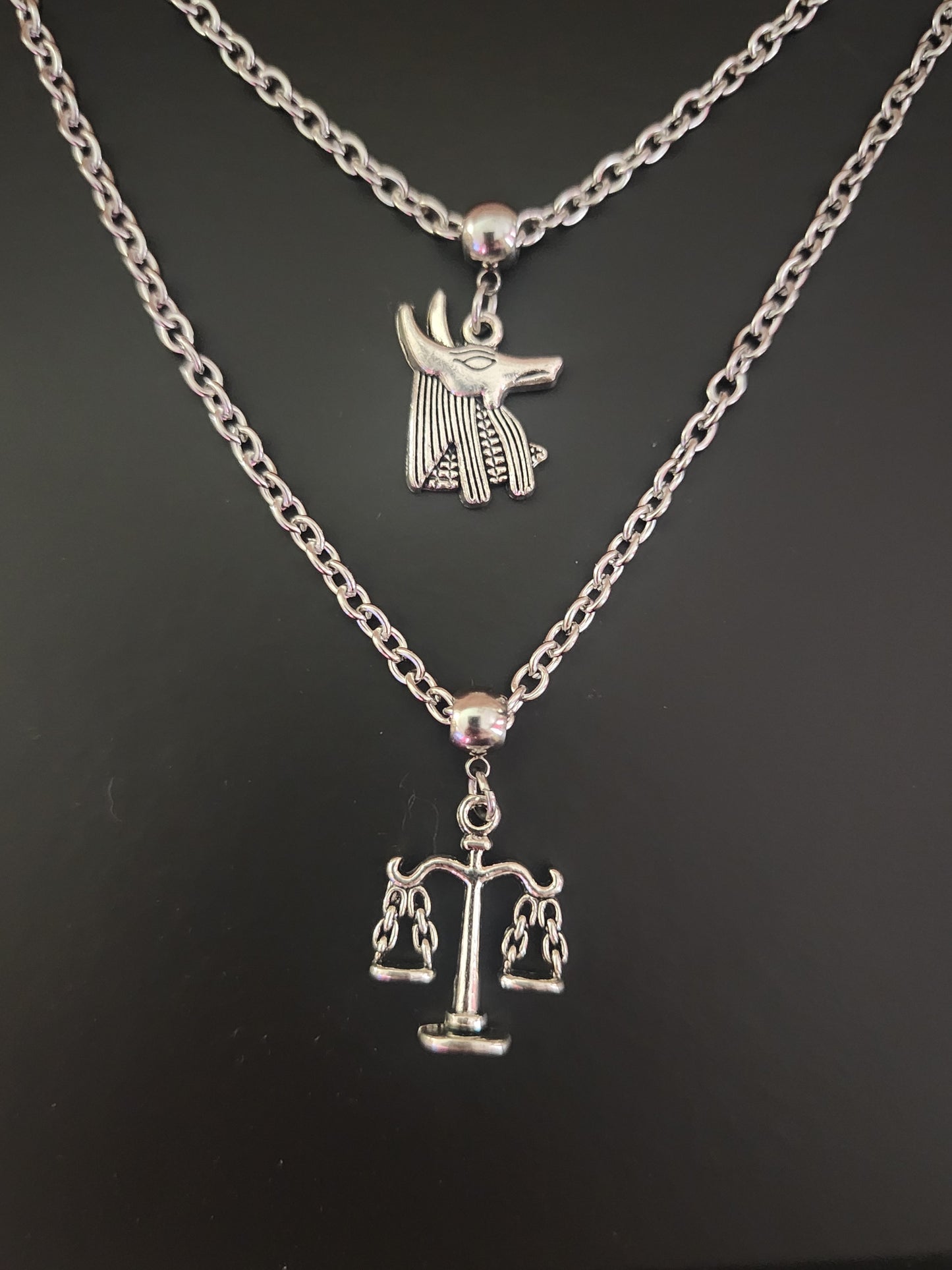 Anubis, Egyptian God of the Afterlife, double strand necklace