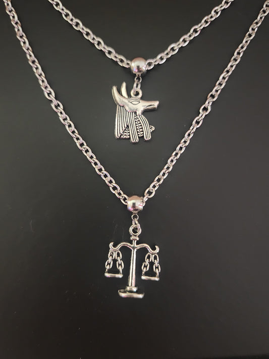 Anubis, Egyptian God of the Afterlife, double strand necklace