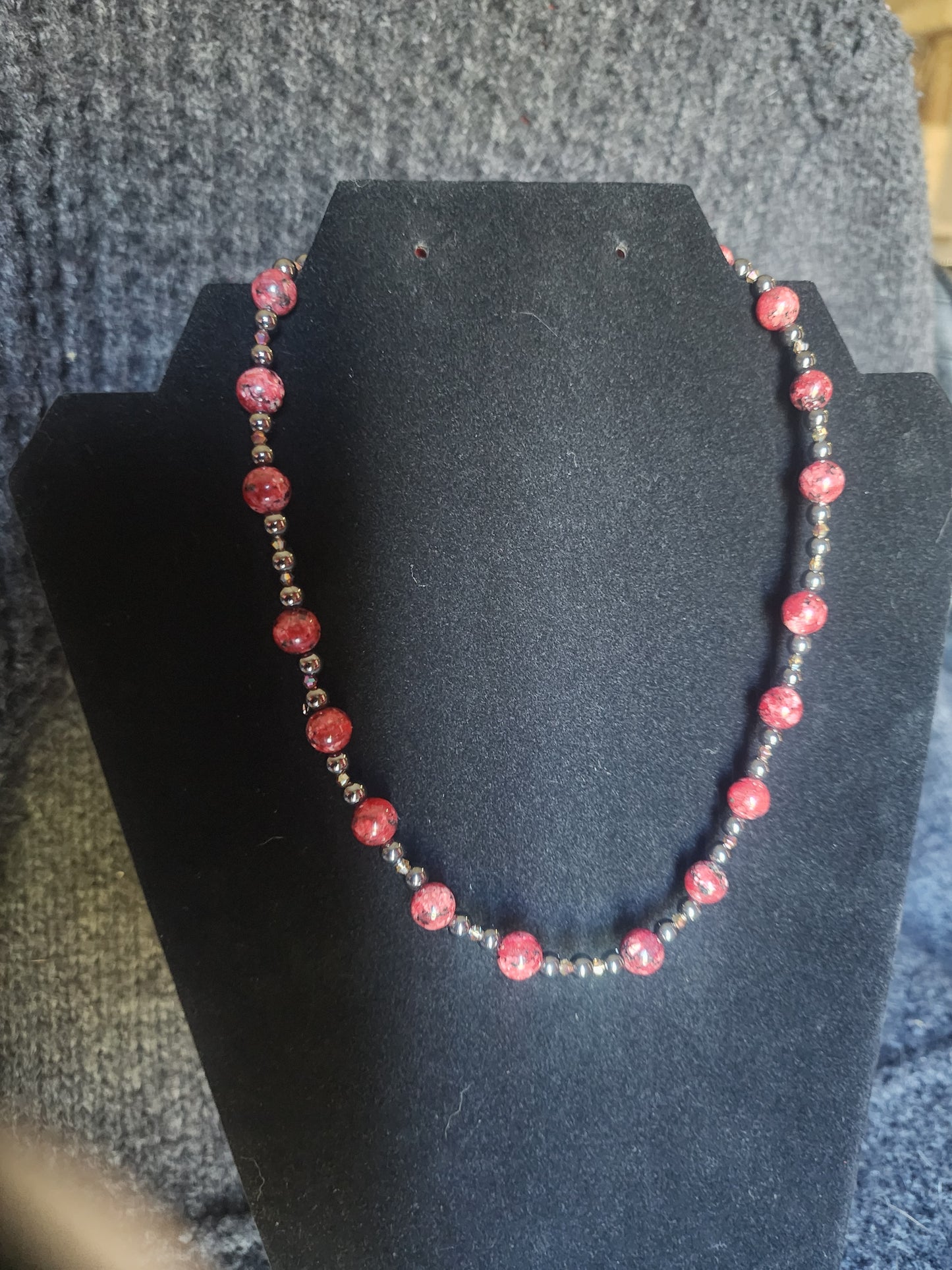 Red Jasper with Hematite necklace