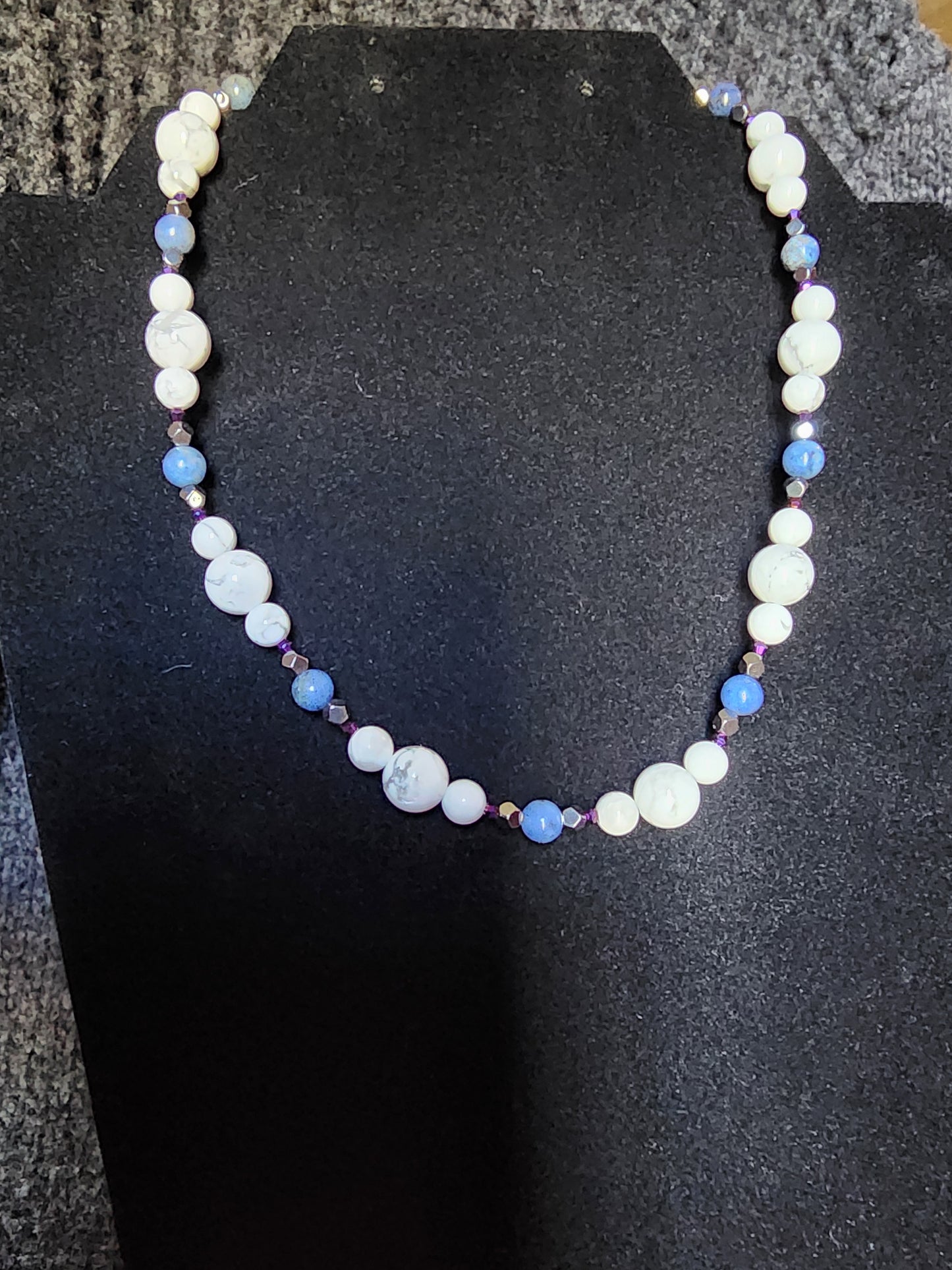 Dumortierite and Howlite necklace