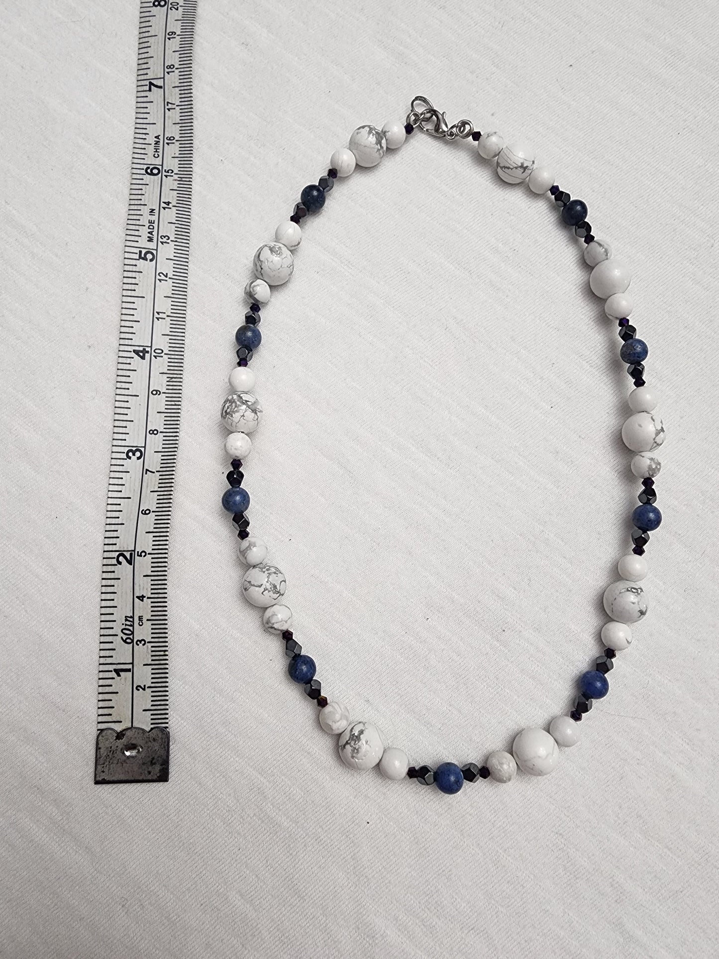 Dumortierite and Howlite necklace