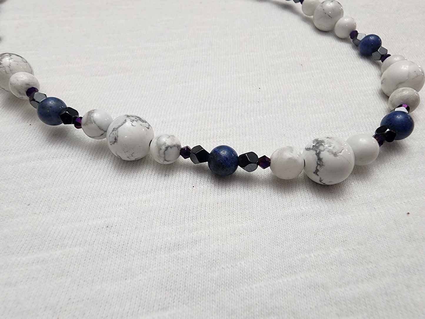 Dumortierite and Howlite necklace