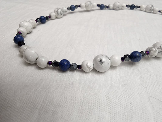 Dumortierite and Howlite necklace