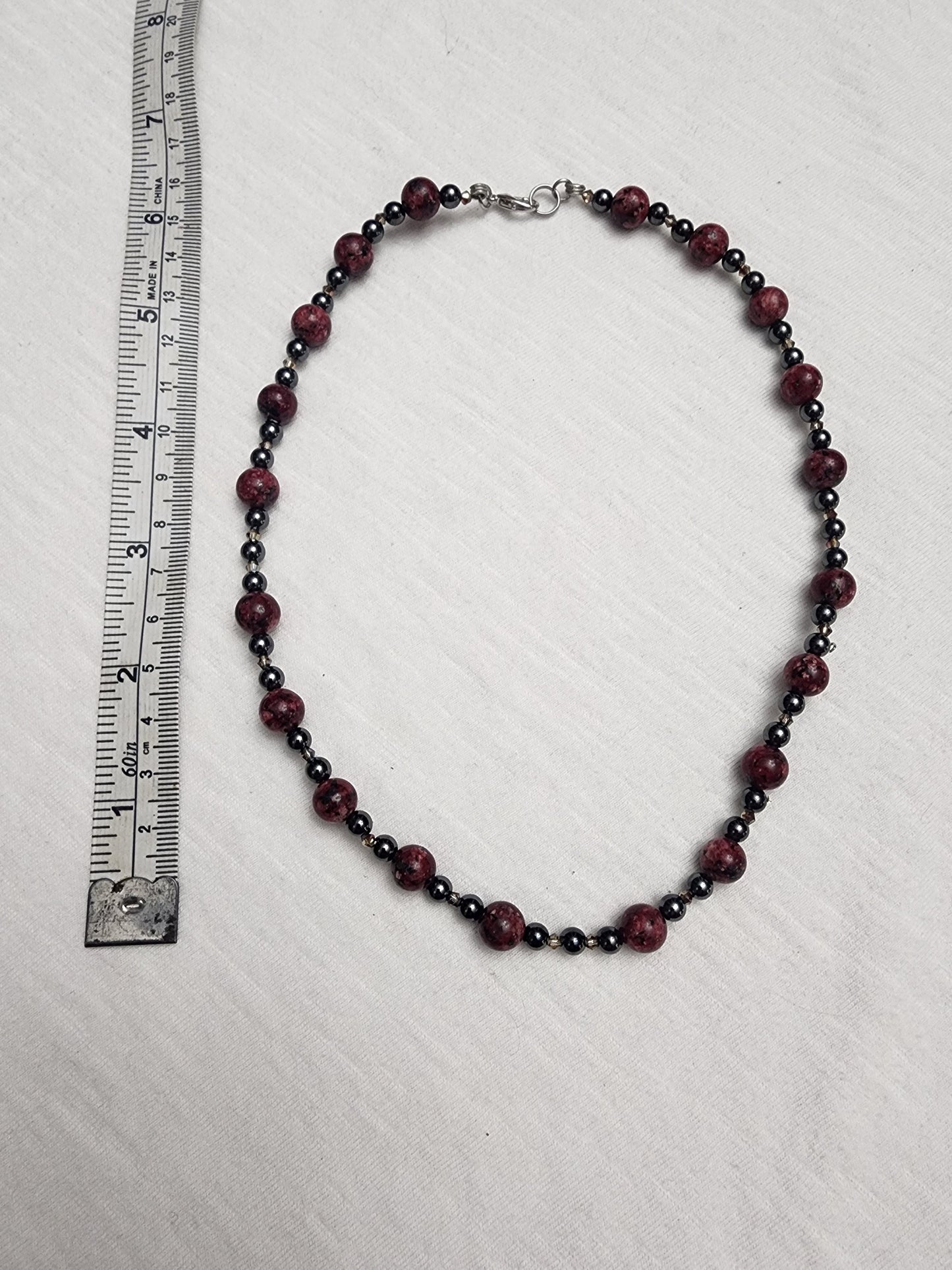 Red Jasper with Hematite necklace