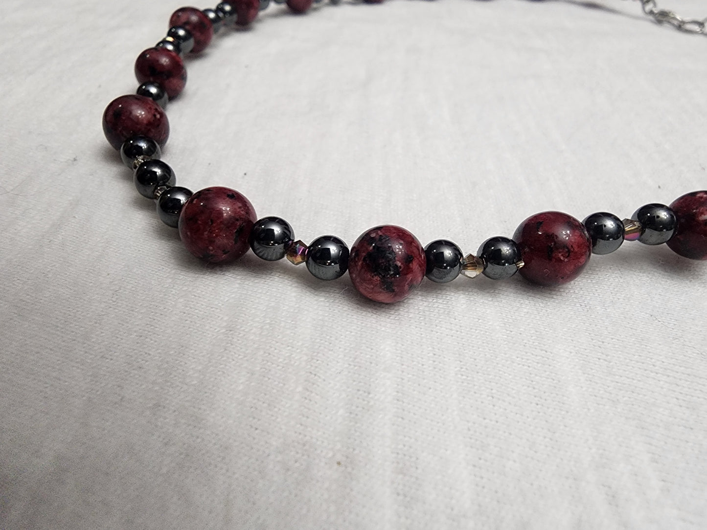 Red Jasper with Hematite necklace