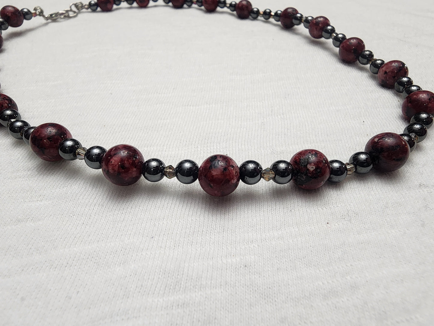 Red Jasper with Hematite necklace