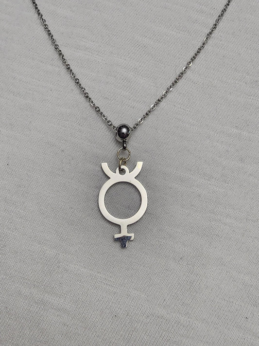 Mercury symbol necklace