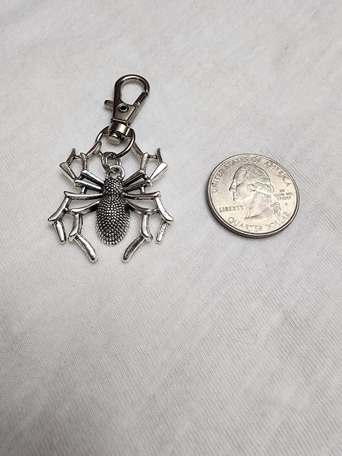 Spider zipper pull or key clip