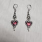 Vampire Bat with Bleeding Heart necklace and earrings set