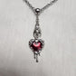 Vampire Bat with Bleeding Heart necklace and earrings set