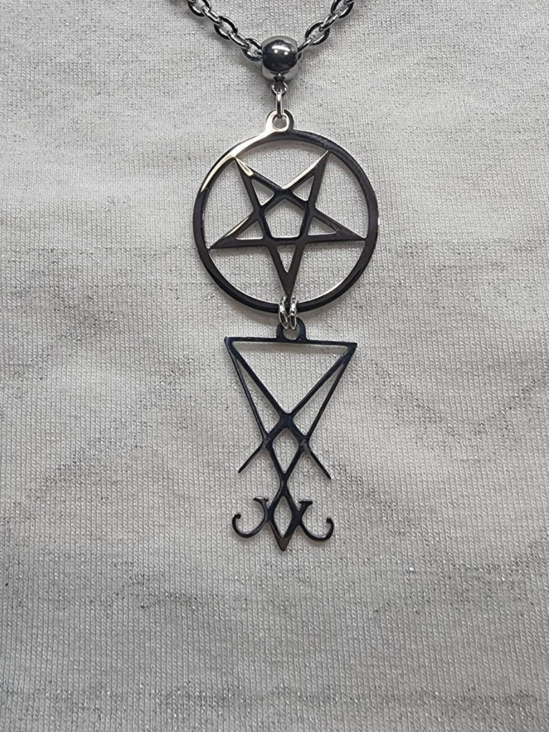 Lucifer Sigil with Inverted Pentagram on stainless steel Necklace