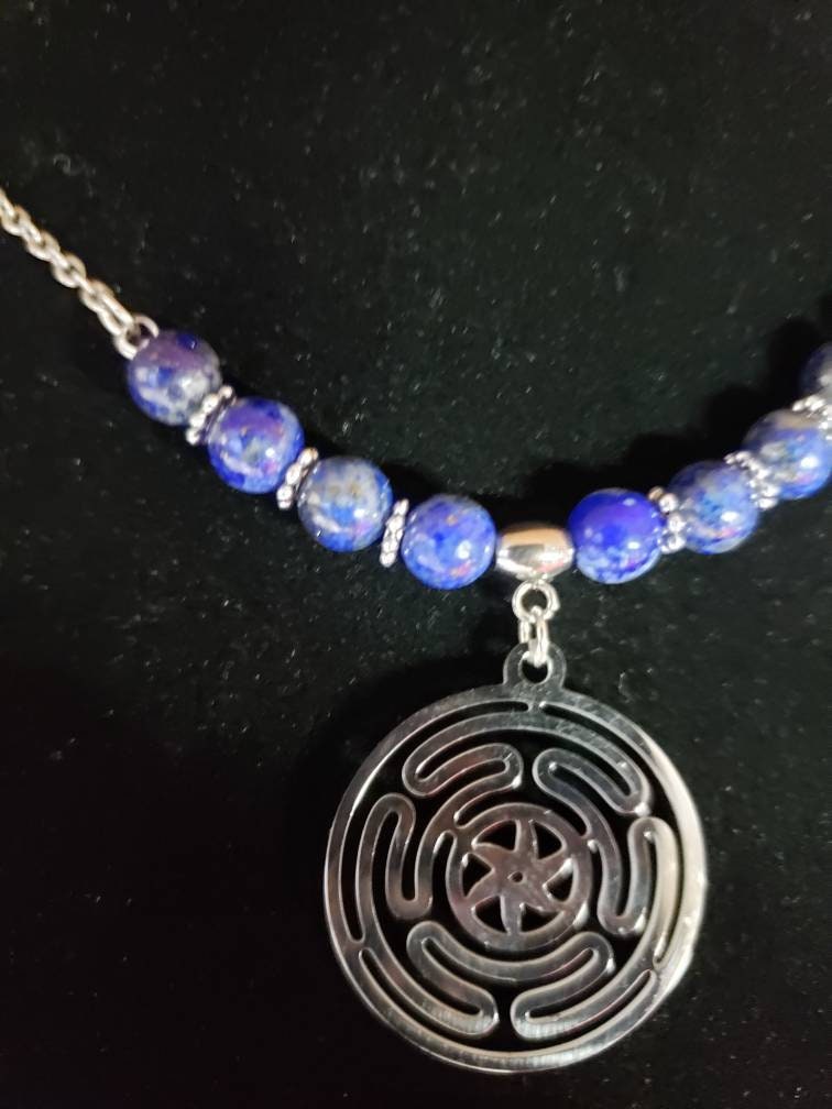 Lapis Lazuli necklace with pendant of choice (Hekate pictured)