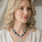 Sterling silver Sun and moon mandala on lava, apatite and hematite necklace
