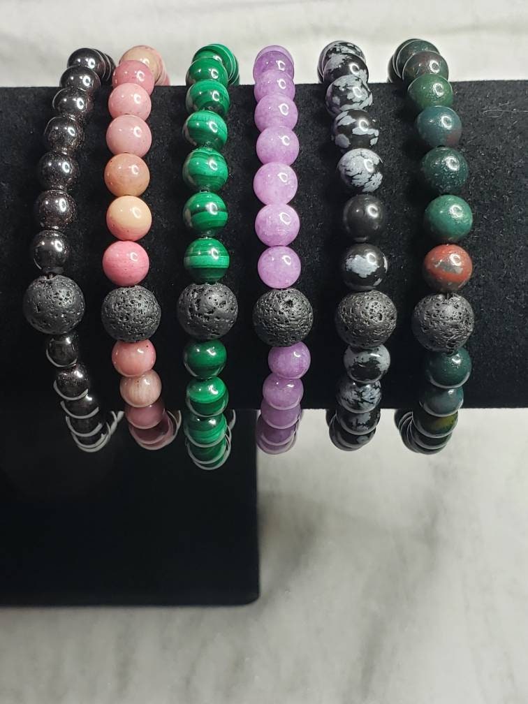 Gemstone with lava bracelet