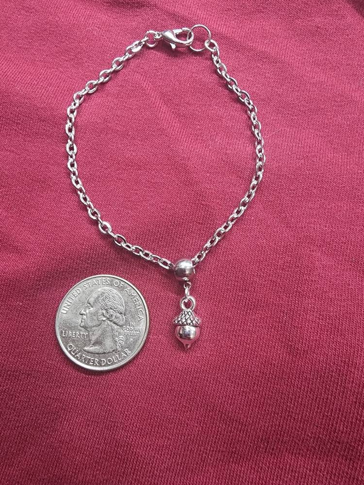 Small acorn charm bracelet