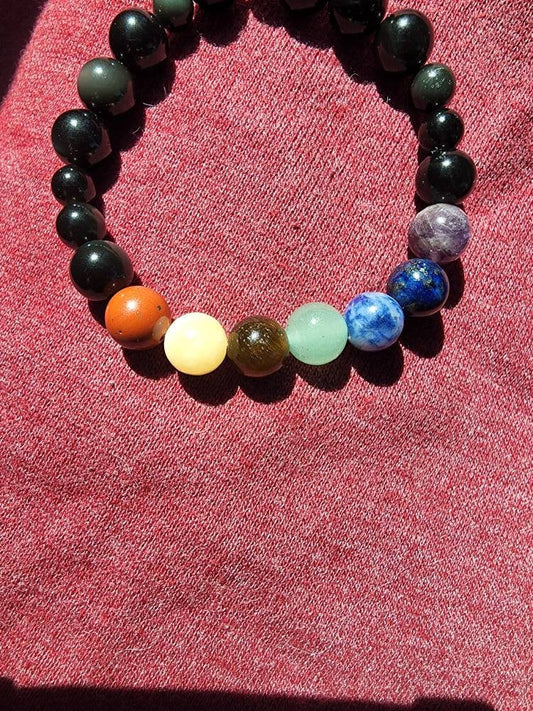 Rainbow obsidian Chakra bracelet