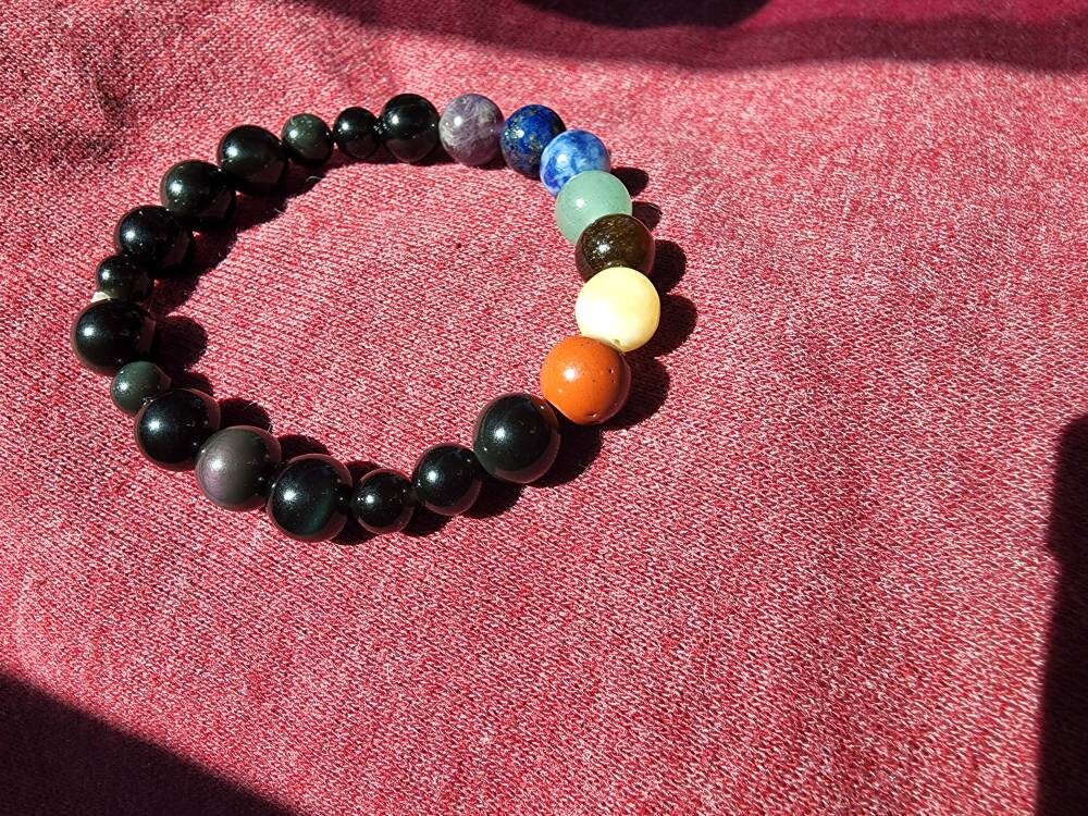 Rainbow obsidian Chakra bracelet