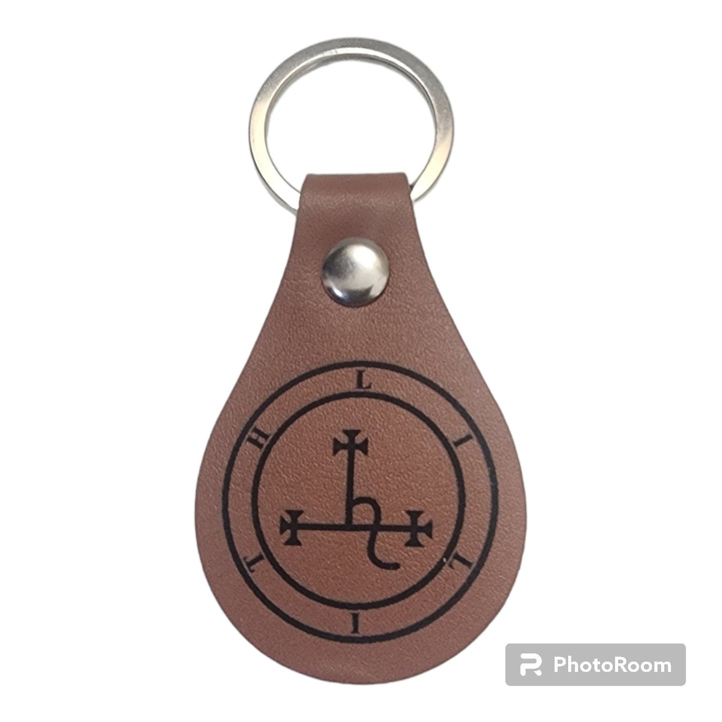 Lilith sigil leather keychain