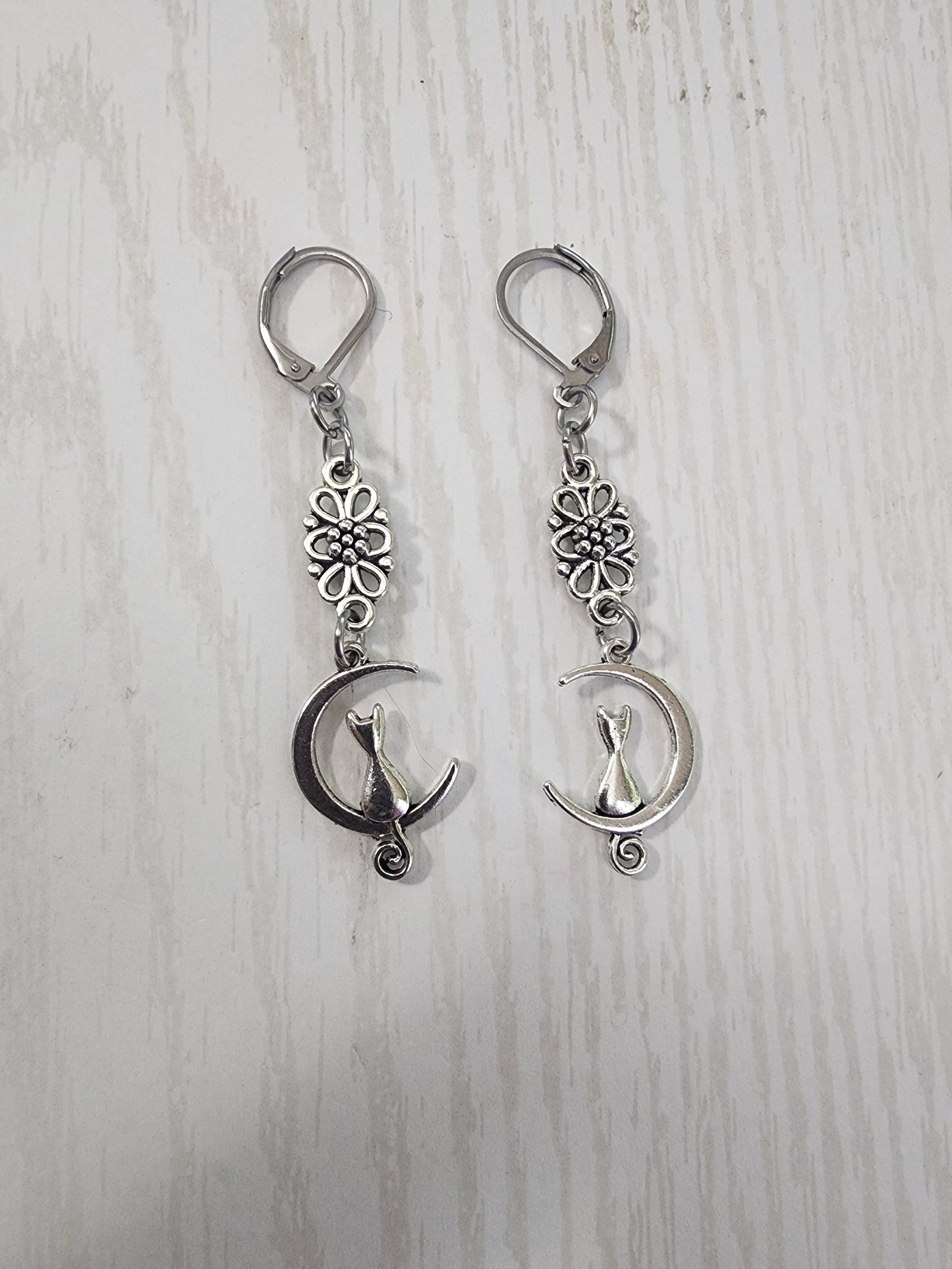 Crescent moon Kitty earrings