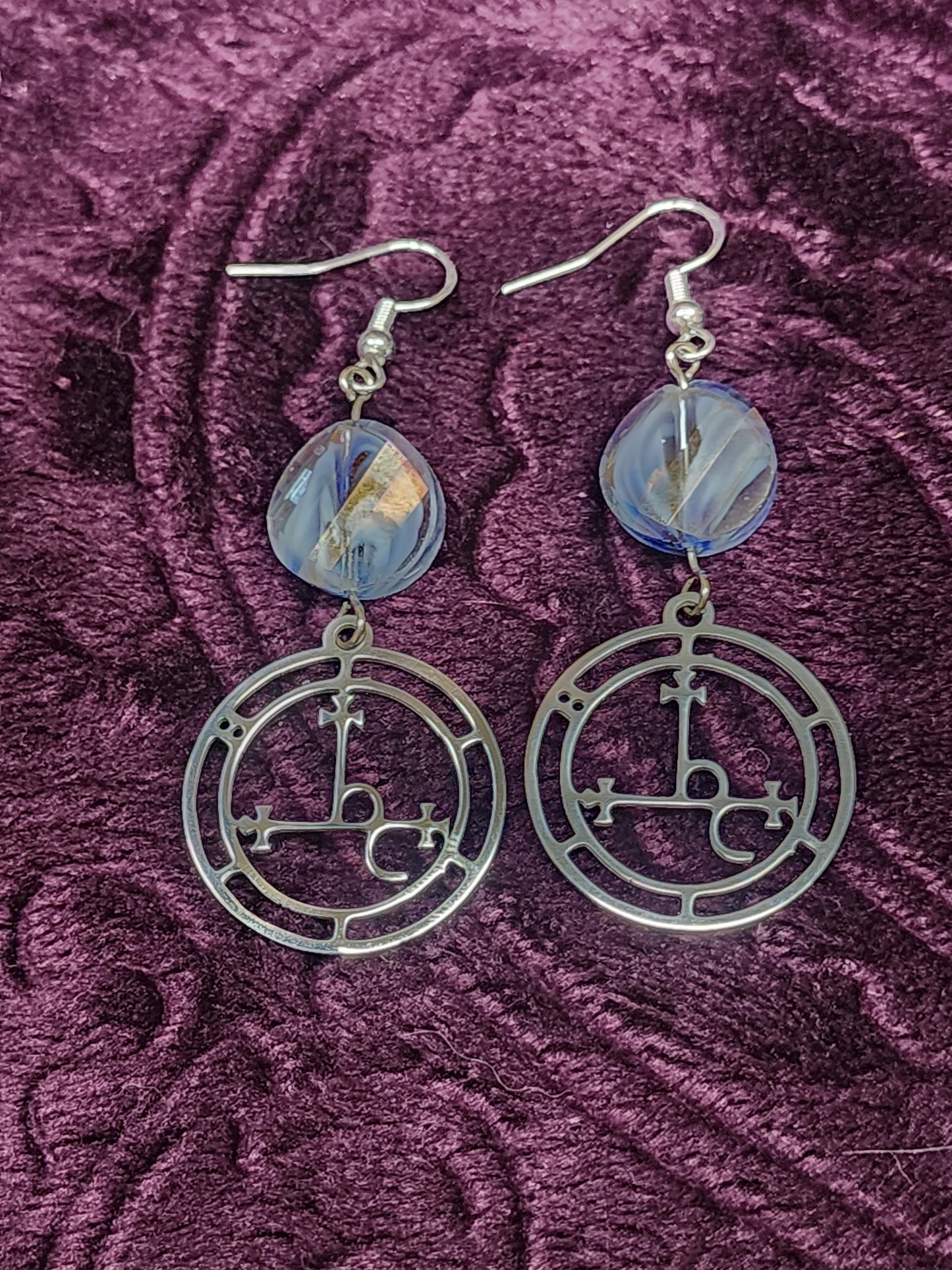Blue Swirl Lilith sigil earrings